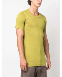 gelbgrünes T-Shirt mit einem Rundhalsausschnitt von Rick Owens