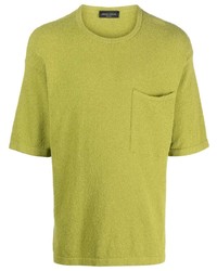 gelbgrünes T-Shirt mit einem Rundhalsausschnitt von Roberto Collina