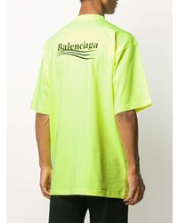 gelbgrünes T-Shirt mit einem Rundhalsausschnitt von Balenciaga