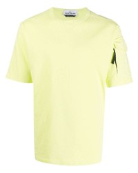 gelbgrünes T-Shirt mit einem Rundhalsausschnitt von Stone Island