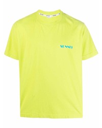 gelbgrünes T-Shirt mit einem Rundhalsausschnitt von Sunnei