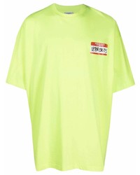gelbgrünes T-Shirt mit einem Rundhalsausschnitt von Vetements