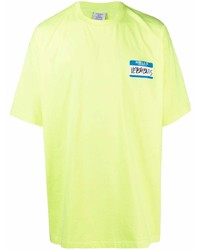 gelbgrünes T-Shirt mit einem Rundhalsausschnitt von Vetements