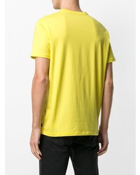 gelbgrünes T-Shirt mit einem V-Ausschnitt von Diesel