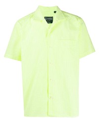 gelbgrünes vertikal gestreiftes Kurzarmhemd