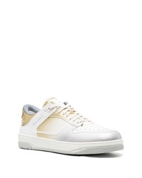 goldene bedruckte Leder niedrige Sneakers von Santoni