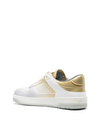 goldene bedruckte Leder niedrige Sneakers von Santoni