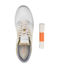 goldene bedruckte Leder niedrige Sneakers von Santoni