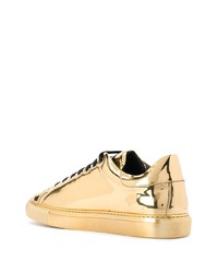 goldene bedruckte Leder niedrige Sneakers von Moschino