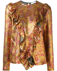 goldene bedruckte Seide Bluse von Roseanna