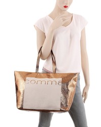 goldene bedruckte Shopper Tasche aus Leder von Comma