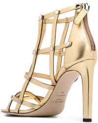 goldene beschlagene Sandalen von Jimmy Choo