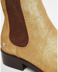 goldene Chelsea Boots aus Wildleder von Windsor Smith