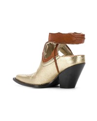 goldene Cowboystiefel aus Leder von Maison Margiela