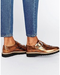 goldene Doppelmonks aus Leder von Asos