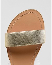 goldene elastische flache Sandalen von London Rebel