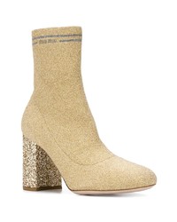 goldene elastische Stiefeletten von Miu Miu