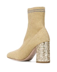 goldene elastische Stiefeletten von Miu Miu