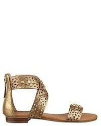 goldene flache Sandalen aus Leder