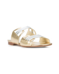 goldene flache Sandalen aus Leder von Sarah Flint