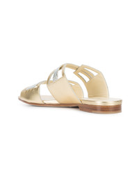 goldene flache Sandalen aus Leder von Sarah Flint