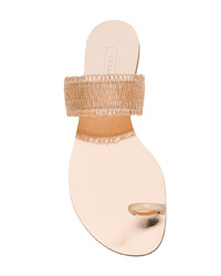 goldene flache Sandalen aus Leder von Casadei