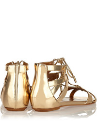 goldene flache Sandalen aus Leder von Aquazzura