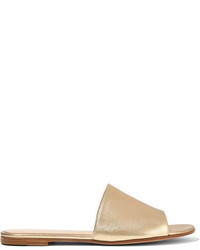 goldene flache Sandalen aus Leder von Gianvito Rossi
