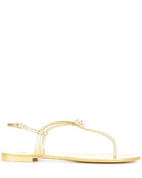 goldene flache Sandalen aus Leder von Giuseppe Zanotti Design