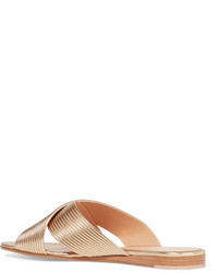 goldene flache Sandalen aus Leder von Gianvito Rossi