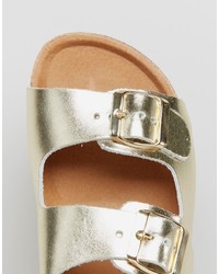 goldene flache Sandalen aus Leder von KG by Kurt Geiger