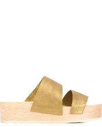 goldene flache Sandalen aus Leder von Roberto Del Carlo