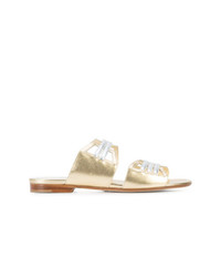 goldene flache Sandalen aus Leder von Sarah Flint