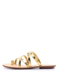 goldene flache Sandalen aus Leder von Loeffler Randall