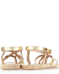 goldene flache Sandalen aus Leder von Ancient Greek Sandals