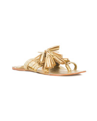 goldene flache Sandalen aus Leder von Figue
