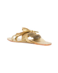 goldene flache Sandalen aus Leder von Figue