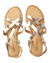 goldene flache Sandalen aus Leder von Vero Moda