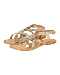 goldene flache Sandalen aus Leder von Vero Moda