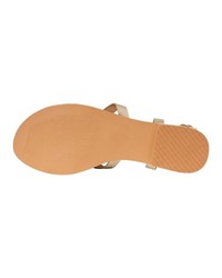 goldene flache Sandalen aus Leder von Vero Moda