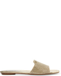goldene flache Sandalen aus Segeltuch von Jimmy Choo