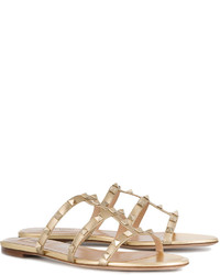 goldene flache Sandalen von Valentino