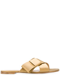 goldene flache Sandalen von Gianvito Rossi