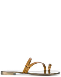 goldene flache Sandalen von Giuseppe Zanotti Design
