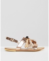 goldene flache Sandalen von Glamorous