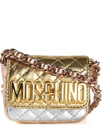 goldene gesteppte Leder Umhängetasche von Moschino