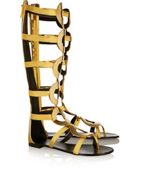 goldene hohe Römersandalen aus Leder von Giuseppe Zanotti