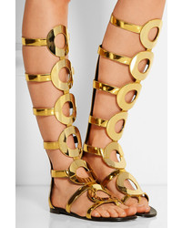 goldene hohe Römersandalen aus Leder von Giuseppe Zanotti