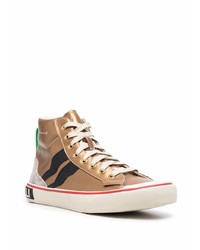 goldene hohe Sneakers aus Leder mit Schlangenmuster von Just Cavalli