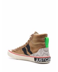 goldene hohe Sneakers aus Leder mit Schlangenmuster von Just Cavalli